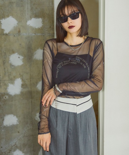 ELLEgirl(エルガール)の「タトゥープリントシアートップス【ELLEgirl/エル ガール】(Tシャツ/カットソー・レディース・ブラック/ベージュ/ブラック系その他/ベージュ系その他・FREE)」の10枚目の写真