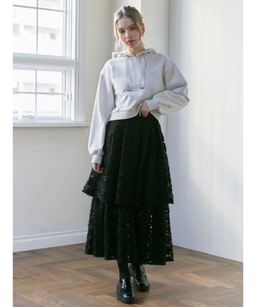 dazzlin（ダズリン）の「＜dazzlinコラボ＞ロゴショートフーディ（パーカー・レディース・イエロー/ベージュ/グレー・FREE）」の9枚目の写真