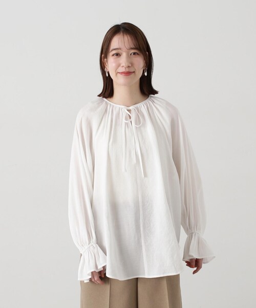 新品【N.NATURAL BEAUTY BASIC】 Vネックギャザーブラウス エヌ ナチュラルビューティーベーシック N. Natural Beauty