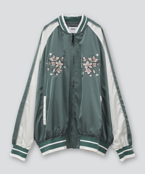 CONVERSE TOKYO SOUVENIR JACKET オリーブ CONVERSE TOKYO SOUVENIR JACKET オリーブ 安い 価格