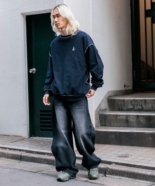 ALAND(エーランド)の「【UNISEX】ALAND/リバースステッチプルオーバー 2997318(スウェット・レディース・ライトグレー/ネイビー/グリーン・MEDIUM/LARGE)」の4枚目の写真