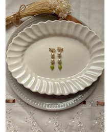 【Occhocochoi】cotton perl とCzechbees3連 earring(MA)
