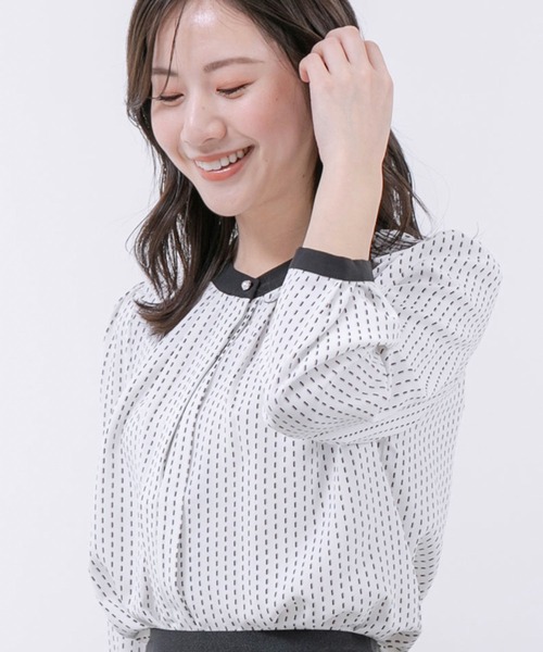 Jayro(ジャイロ)の「配色バンドカラーブラウス(シャツ/ブラウス・レディース・ピンク系その他2/ホワイト系その他/ブラック/ブラック系その他/ホワイト系その他2・M)」の2枚目の写真