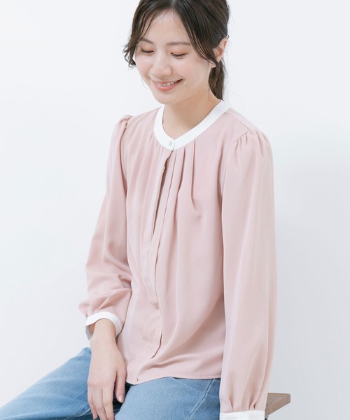 Jayro(ジャイロ)の「配色バンドカラーブラウス(シャツ/ブラウス・レディース・ピンク系その他2/ホワイト系その他/ブラック/ブラック系その他/ホワイト系その他2・M)」の5枚目の写真