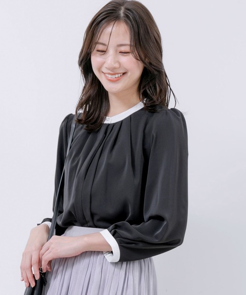 Jayro(ジャイロ)の「配色バンドカラーブラウス(シャツ/ブラウス・レディース・ピンク系その他2/ホワイト系その他/ブラック/ブラック系その他/ホワイト系その他2・M)」の3枚目の写真