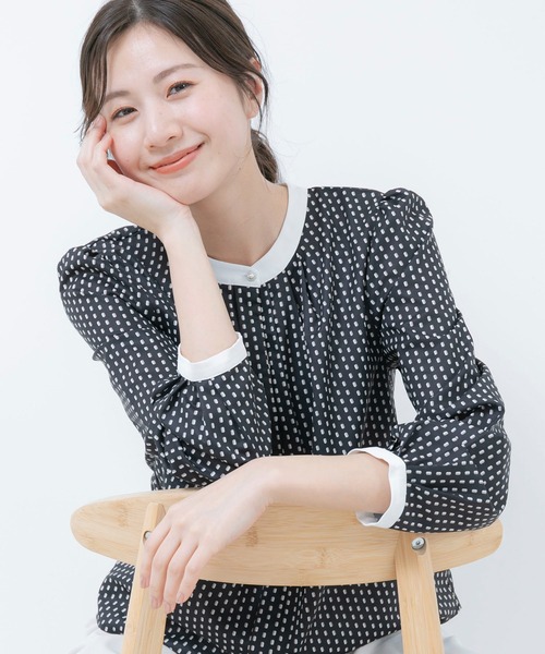 Jayro(ジャイロ)の「配色バンドカラーブラウス(シャツ/ブラウス・レディース・ピンク系その他2/ホワイト系その他/ブラック/ブラック系その他/ホワイト系その他2・M)」の7枚目の写真
