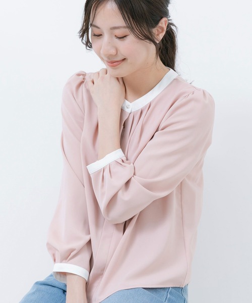 Jayro(ジャイロ)の「配色バンドカラーブラウス(シャツ/ブラウス・レディース・ピンク系その他2/ホワイト系その他/ブラック/ブラック系その他/ホワイト系その他2・M)」の9枚目の写真