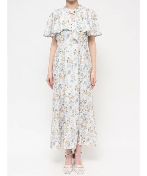 dazzlin(ダズリン)の「ケープフレアフラワーワンピース(ワンピース・レディース・グレー/グリーン・SMALL/MEDIUM)」の6枚目の写真