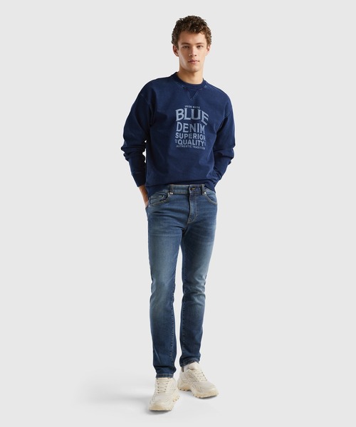 BENETTON (UNITED COLORS OF BENETTON)（ベネトンユナイテッドカラーズオブベネトン）の「リサイクルコットンストレッチスキニーデニムパンツ（デニムパンツ・メンズ・インディゴブルー・28inch/29inch/30inch/32inch/31inch）」の4枚目の写真