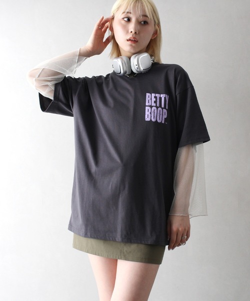 SpRay(スプレイ)の「ベティーBETTYバックプリントTシャツ(Tシャツ/カットソー・レディース・ブラック/オフホワイト/チャコールグレー・FREE)」の9枚目の写真
