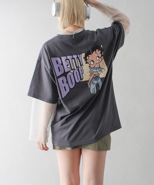 SpRay(スプレイ)の「ベティーBETTYバックプリントTシャツ(Tシャツ/カットソー・レディース・ブラック/オフホワイト/チャコールグレー・FREE)」の10枚目の写真