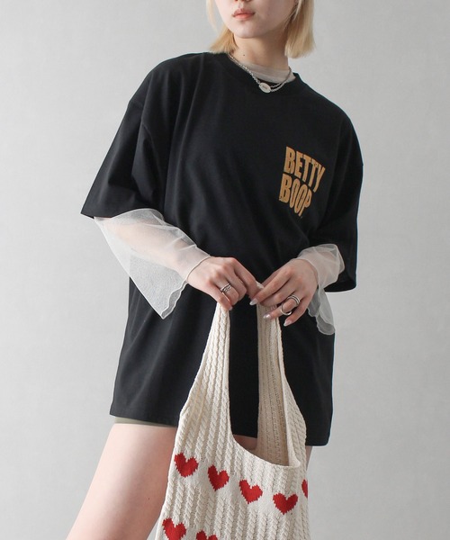 SpRay(スプレイ)の「ベティーBETTYバックプリントTシャツ(Tシャツ/カットソー・レディース・ブラック/オフホワイト/チャコールグレー・FREE)」の11枚目の写真