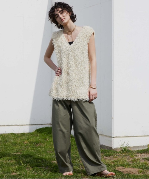 Doux archives(ドゥアルシーヴ)の「カーブラインベイカーパンツ(チノパンツ・レディース・カーキ/ベージュ・MEDIUM/LARGE)」の9枚目の写真