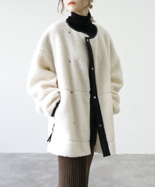 green label きつ relaxing」 ノーカラーコート 38 オフホワイト  