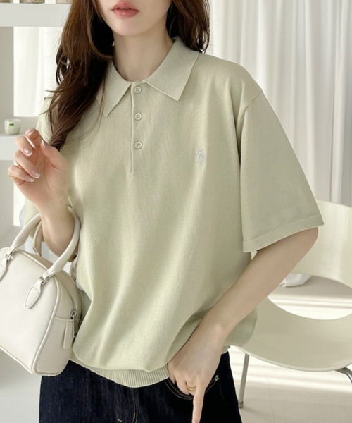 U.S. POLO ASSN.(ユーエスポロアッスン)の「Ada. // U.S. POLO ASSN. ニット ポロシャツ(ポロシャツ・レディース・ブラック/ネイビー/オフホワイト/ライトベージュ/カーキ/ライトグリーン/ライトブルー・M/L/S)」の6枚目の写真