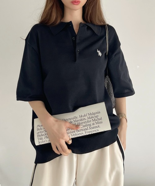 U.S. POLO ASSN.(ユーエスポロアッスン)の「Ada. // U.S. POLO ASSN. ニット ポロシャツ(ポロシャツ・レディース・ブラック/ネイビー/オフホワイト/ライトベージュ/カーキ/ライトグリーン/ライトブルー・M/L/S)」の22枚目の写真