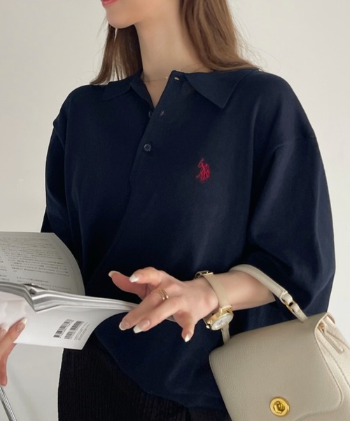 U.S. POLO ASSN.(ユーエスポロアッスン)の「Ada. // U.S. POLO ASSN. ニット ポロシャツ(ポロシャツ・レディース・ブラック/ネイビー/オフホワイト/ライトベージュ/カーキ/ライトグリーン/ライトブルー・M/L/S)」の17枚目の写真
