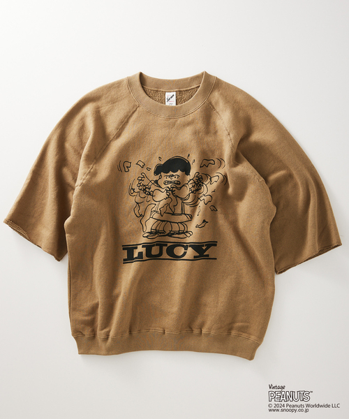 PEANUTS&CO(ピーナッツアンドコー)の「【PEANUTS × SPORTS WEAR by relume】別注 ハーフスリーブ スウェット(Tシャツ/カットソー・メンズ・ブラック系その他/シャーベット/ベージュ/チャコールグレー・X-LARGE/MEDIUM/LARGE)」の4枚目の写真