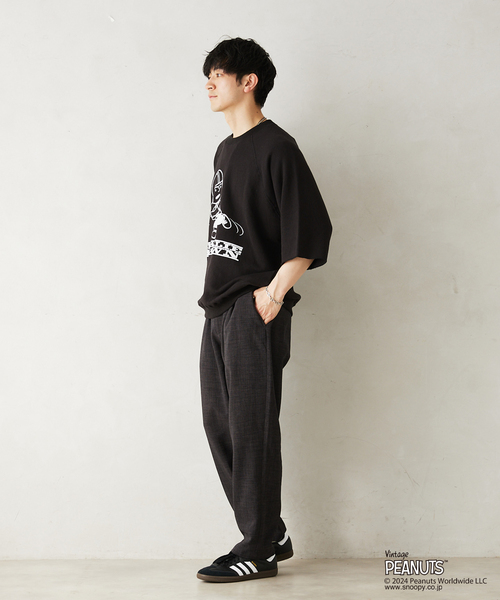 PEANUTS&CO(ピーナッツアンドコー)の「【PEANUTS × SPORTS WEAR by relume】別注 ハーフスリーブ スウェット(Tシャツ/カットソー・メンズ・ブラック系その他/シャーベット/ベージュ/チャコールグレー・X-LARGE/MEDIUM/LARGE)」の8枚目の写真
