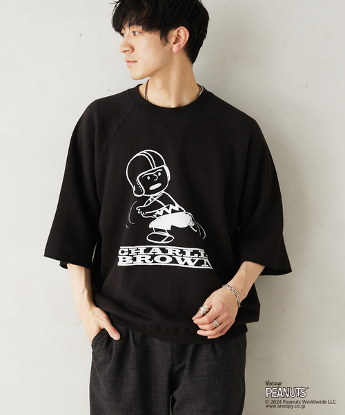 PEANUTS&CO(ピーナッツアンドコー)の「【PEANUTS × SPORTS WEAR by relume】別注 ハーフスリーブ スウェット(Tシャツ/カットソー・メンズ・ブラック系その他/シャーベット/ベージュ/チャコールグレー・X-LARGE/MEDIUM/LARGE)」の15枚目の写真