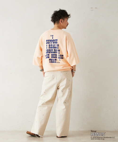 PEANUTS&CO(ピーナッツアンドコー)の「【PEANUTS × SPORTS WEAR by relume】別注 ハーフスリーブ スウェット(Tシャツ/カットソー・メンズ・ブラック系その他/シャーベット/ベージュ/チャコールグレー・X-LARGE/MEDIUM/LARGE)」の5枚目の写真