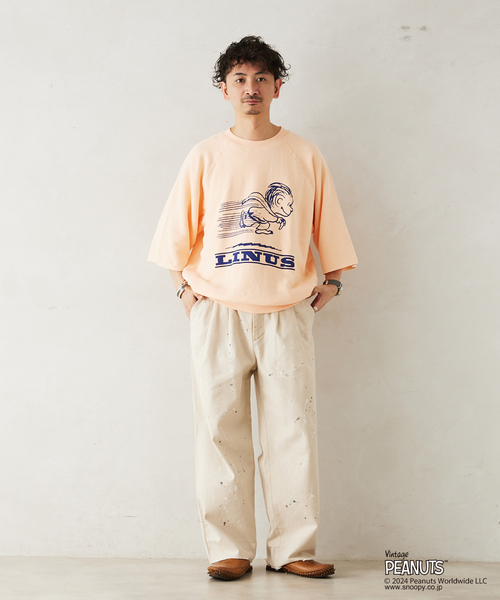 PEANUTS&CO(ピーナッツアンドコー)の「【PEANUTS × SPORTS WEAR by relume】別注 ハーフスリーブ スウェット(Tシャツ/カットソー・メンズ・ブラック系その他/シャーベット/ベージュ/チャコールグレー・X-LARGE/MEDIUM/LARGE)」の6枚目の写真