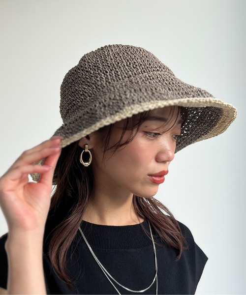 Chez toi(シェトワ)の「配色ラインペーパーHAT(ハット・レディース・ベージュ/グレイッシュベージュ/ライトベージュ・FREE)」の6枚目の写真