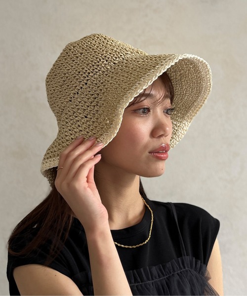 Chez toi(シェトワ)の「配色ラインペーパーHAT(ハット・レディース・ベージュ/グレイッシュベージュ/ライトベージュ・FREE)」の8枚目の写真