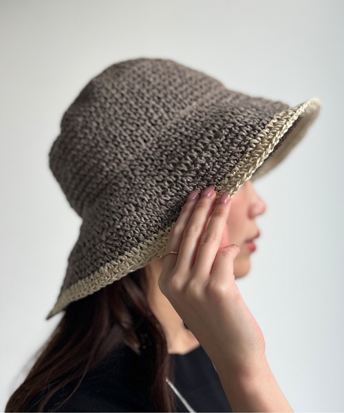 Chez toi(シェトワ)の「配色ラインペーパーHAT(ハット・レディース・ベージュ/グレイッシュベージュ/ライトベージュ・FREE)」の10枚目の写真