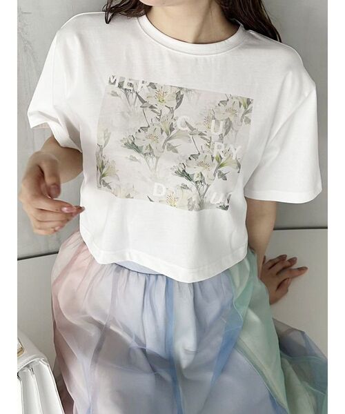 plantica(プランティカ)の「プランティカプリントTシャツ(Tシャツ/カットソー・レディース・ラベンダー/アイボリー/イエロー・FREE)」の2枚目の写真