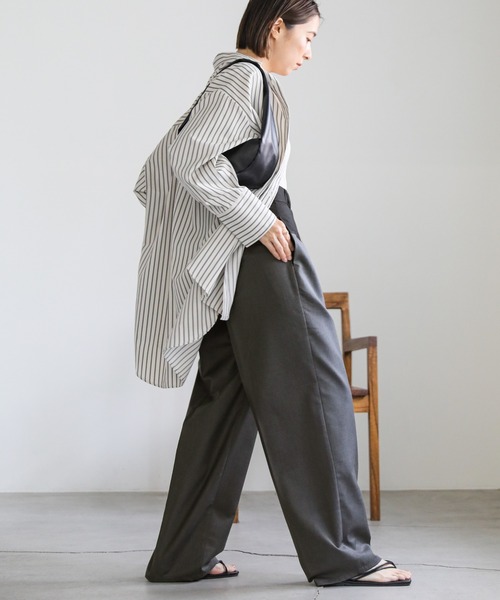 select MOCA(セレクトモカ)の「ウエスト切替スラックスパンツ(スラックス・レディース・グレー/ベージュ・MEDIUM/LARGE)」の12枚目の写真