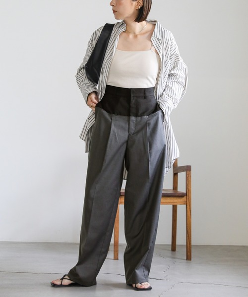 select MOCA(セレクトモカ)の「ウエスト切替スラックスパンツ(スラックス・レディース・グレー/ベージュ・MEDIUM/LARGE)」の8枚目の写真