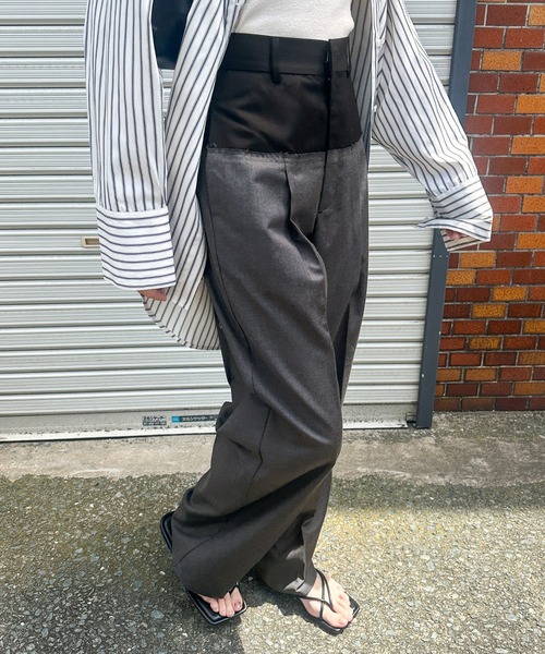 select MOCA(セレクトモカ)の「ウエスト切替スラックスパンツ(スラックス・レディース・グレー/ベージュ・MEDIUM/LARGE)」の7枚目の写真