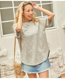 anap mimpi | 切替 ビッグ 無地 半袖 スラブ Tシャツ(Tシャツ/カットソー)