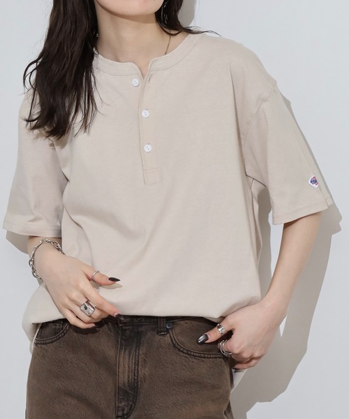 JEMORGAN(ジェーイーモーガン)の「JEMORGAN 天竺半袖ヘンリーネック(Tシャツ/カットソー・メンズ・ホワイト/ネイビー/カーキ/ブラック/ベージュ・XL/M/L)」の3枚目の写真