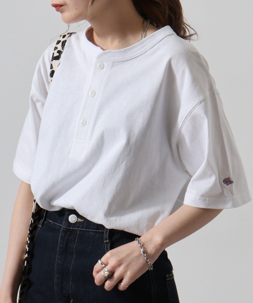 JEMORGAN(ジェーイーモーガン)の「JEMORGAN 天竺半袖ヘンリーネック(Tシャツ/カットソー・メンズ・ホワイト/ネイビー/カーキ/ブラック/ベージュ・XL/M/L)」の2枚目の写真