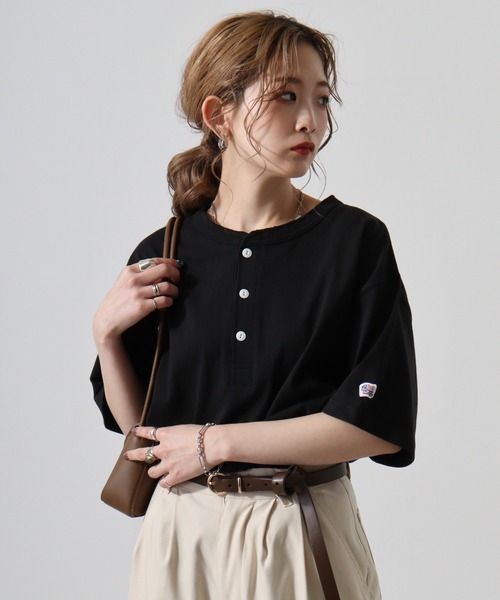 JEMORGAN(ジェーイーモーガン)の「JEMORGAN 天竺半袖ヘンリーネック(Tシャツ/カットソー・メンズ・ホワイト/ネイビー/カーキ/ブラック/ベージュ・XL/M/L)」の1枚目の写真