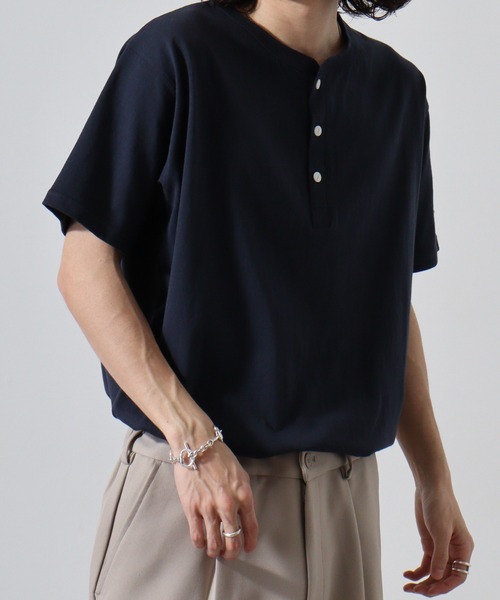 JEMORGAN(ジェーイーモーガン)の「JEMORGAN 天竺半袖ヘンリーネック(Tシャツ/カットソー・メンズ・ホワイト/ネイビー/カーキ/ブラック/ベージュ・XL/M/L)」の20枚目の写真