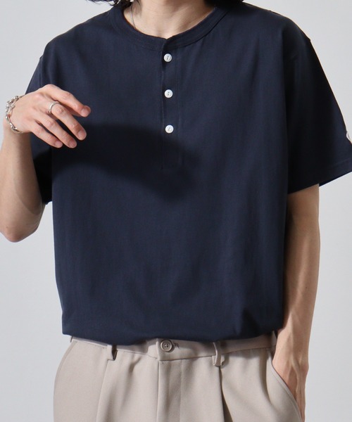 JEMORGAN(ジェーイーモーガン)の「JEMORGAN 天竺半袖ヘンリーネック(Tシャツ/カットソー・メンズ・ホワイト/ネイビー/カーキ/ブラック/ベージュ・XL/M/L)」の21枚目の写真