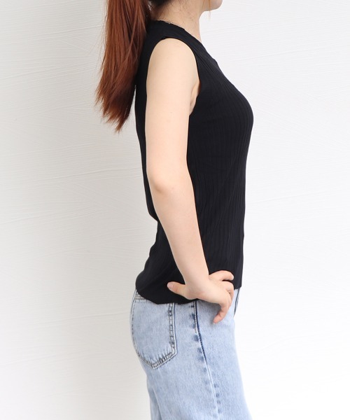 Miniministore(ミニミニストア)の「リブニット タンクトップ ノースリーブ(タンクトップ・レディース・ブラック/ピンク/グリーン/キャメル/イエロー/ライトイエロー/ホワイト/ダークベージュ/ライトブルー/グレー・FREE)」の19枚目の写真