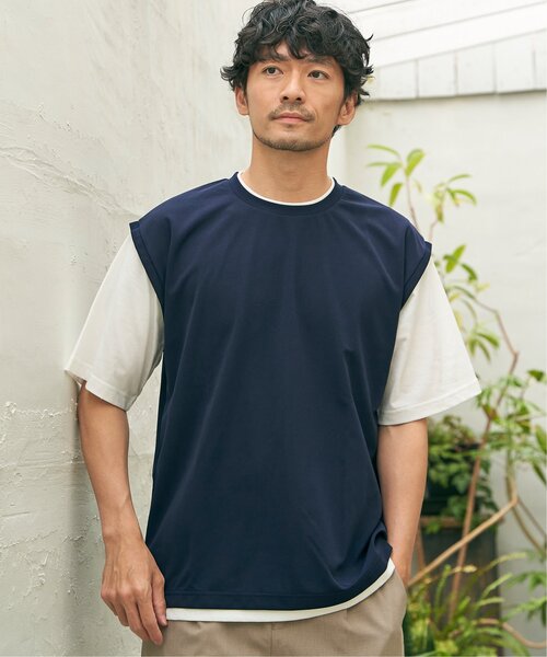 ikka（イッカ）の「【コスパ最強／接触冷感】速乾COOLフェイクベストTシャツ【親子コーデ】（Tシャツ/カットソー・メンズ・ブルー/ダークグリーン/ベージュ/ネイビー/ピンク・M/S/XL/L）」の16枚目の写真