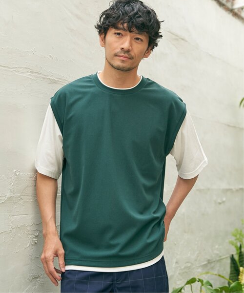 ikka（イッカ）の「【コスパ最強／接触冷感】速乾COOLフェイクベストTシャツ【親子コーデ】（Tシャツ/カットソー・メンズ・ブルー/ダークグリーン/ベージュ/ネイビー/ピンク・M/S/XL/L）」の21枚目の写真