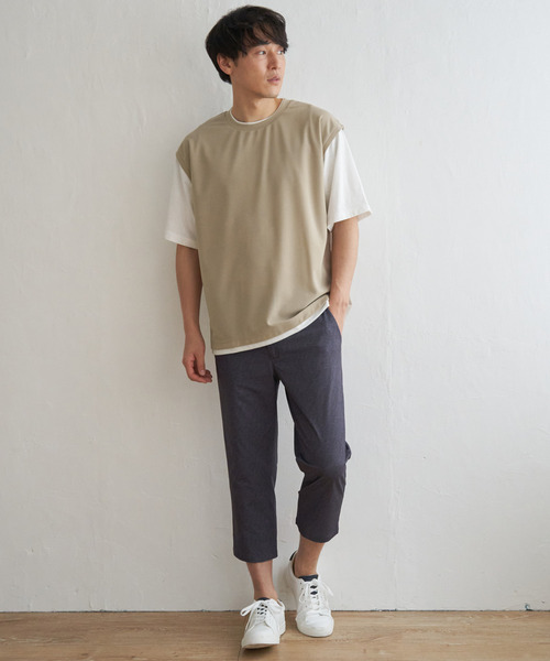 ikka（イッカ）の「【コスパ最強／接触冷感】速乾COOLフェイクベストTシャツ【親子コーデ】（Tシャツ/カットソー・メンズ・ブルー/ダークグリーン/ベージュ/ネイビー/ピンク・M/S/XL/L）」の12枚目の写真