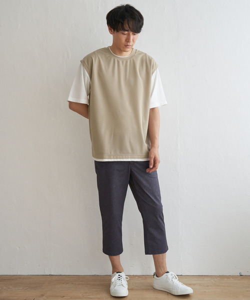 ikka（イッカ）の「【コスパ最強／接触冷感】速乾COOLフェイクベストTシャツ【親子コーデ】（Tシャツ/カットソー・メンズ・ブルー/ダークグリーン/ベージュ/ネイビー/ピンク・M/S/XL/L）」の13枚目の写真