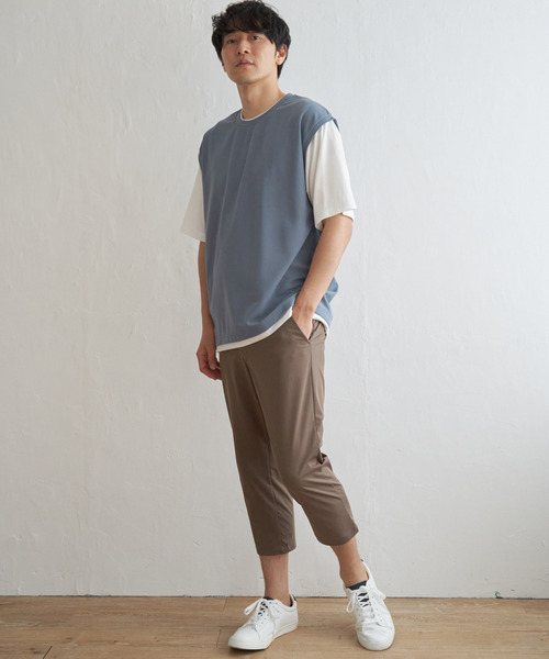 ikka（イッカ）の「【コスパ最強／接触冷感】速乾COOLフェイクベストTシャツ【親子コーデ】（Tシャツ/カットソー・メンズ・ブルー/ダークグリーン/ベージュ/ネイビー/ピンク・M/S/XL/L）」の8枚目の写真