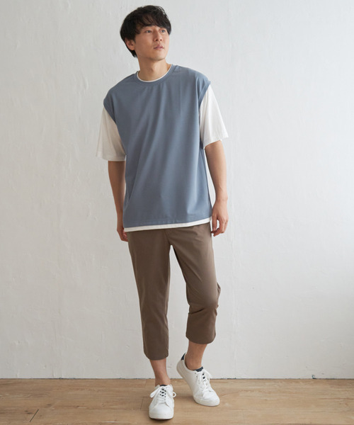 ikka（イッカ）の「【コスパ最強／接触冷感】速乾COOLフェイクベストTシャツ【親子コーデ】（Tシャツ/カットソー・メンズ・ブルー/ダークグリーン/ベージュ/ネイビー/ピンク・M/S/XL/L）」の9枚目の写真
