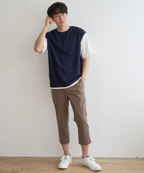 ikka（イッカ）の「【コスパ最強／接触冷感】速乾COOLフェイクベストTシャツ【親子コーデ】（Tシャツ/カットソー・メンズ・ブルー/ダークグリーン/ベージュ/ネイビー/ピンク・M/S/XL/L）」の6枚目の写真