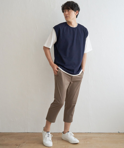 ikka（イッカ）の「【コスパ最強／接触冷感】速乾COOLフェイクベストTシャツ【親子コーデ】（Tシャツ/カットソー・メンズ・ブルー/ダークグリーン/ベージュ/ネイビー/ピンク・M/S/XL/L）」の7枚目の写真