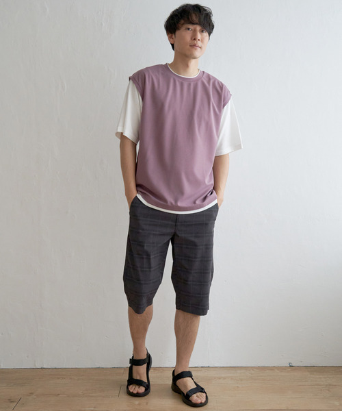 ikka（イッカ）の「【コスパ最強／接触冷感】速乾COOLフェイクベストTシャツ【親子コーデ】（Tシャツ/カットソー・メンズ・ブルー/ダークグリーン/ベージュ/ネイビー/ピンク・M/S/XL/L）」の10枚目の写真