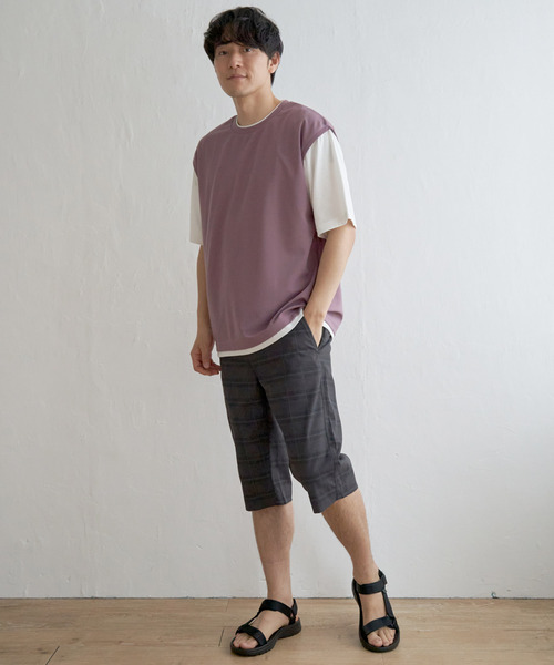ikka（イッカ）の「【コスパ最強／接触冷感】速乾COOLフェイクベストTシャツ【親子コーデ】（Tシャツ/カットソー・メンズ・ブルー/ダークグリーン/ベージュ/ネイビー/ピンク・M/S/XL/L）」の11枚目の写真